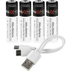 Akumulátor AA Ni-MH Maxxmee AA-USB-C, 1600 mAh, 1.2 V, 4 ks